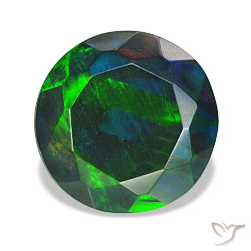 Opala negra multicolorido natural 4,70ct, corte redondo, opaco