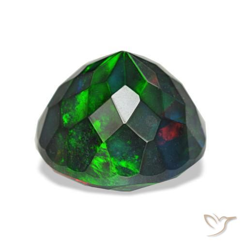 Opala negra multicolorido natural 4,70ct, corte redondo, opaco