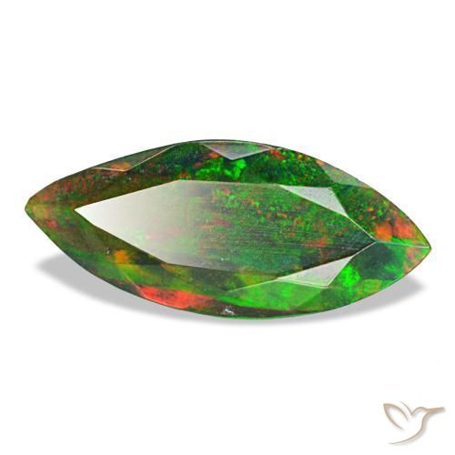 Opala negra multicolorido natural 2,22ct, marquise, opaco
