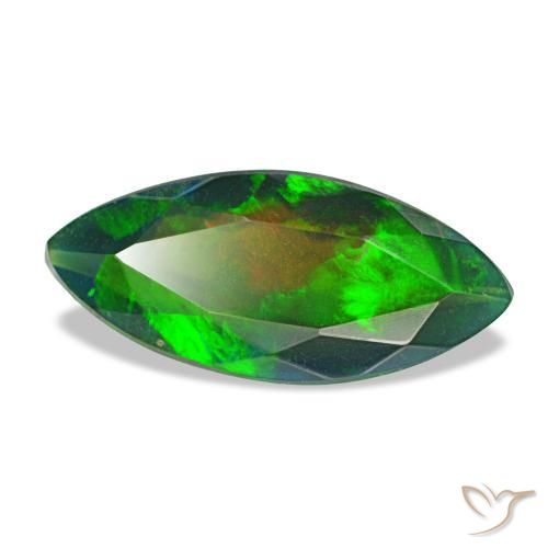 Opala negra multicolorido natural 1,86ct, marquise, opaco