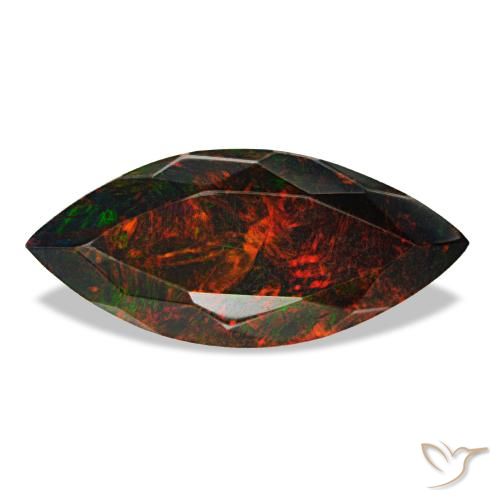 Opala negra multicolorido natural 3,24ct, marquise, opaco