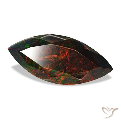 Opala negra multicolorido natural 3,24ct, marquise, opaco