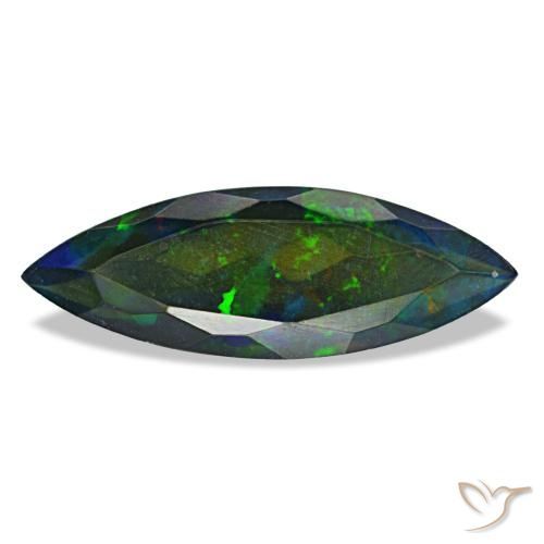 Opala negra multicolorido natural 2,19ct, marquise, translúcido
