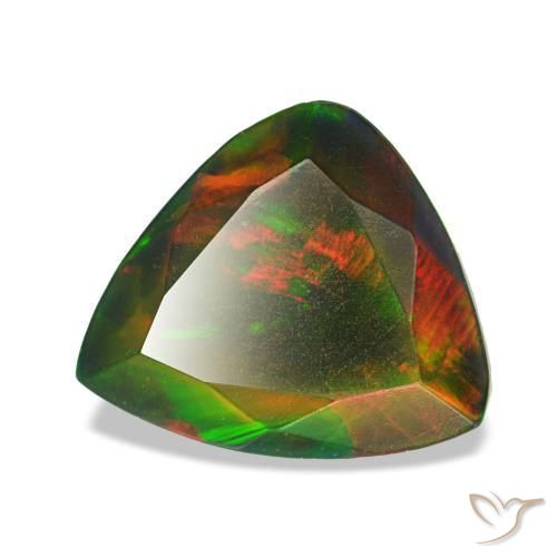 Opala negra multicolorido natural 1,60ct, trillion, translúcido