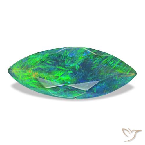 Opala negra multicolorido natural 1,12ct, marquise, translúcido