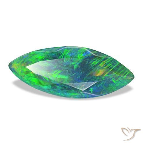 Opala negra multicolorido natural 1,12ct, marquise, translúcido