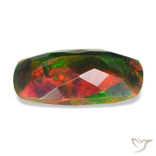 Opala negra multicolorido natural 1,86ct, almofada cortada, opaco