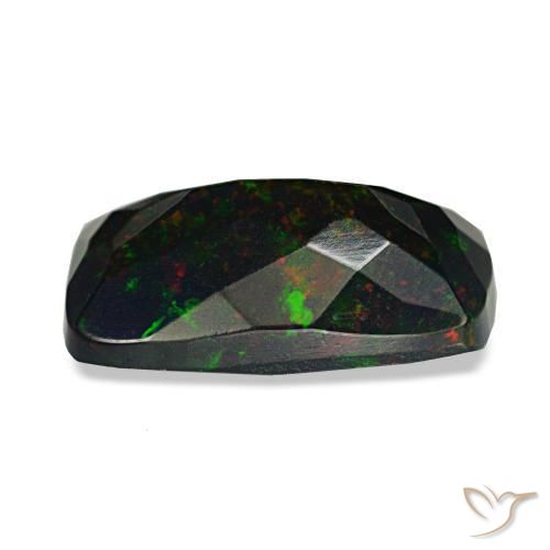 Opala negra multicolorido natural 1,58ct, almofada cortada, opaco
