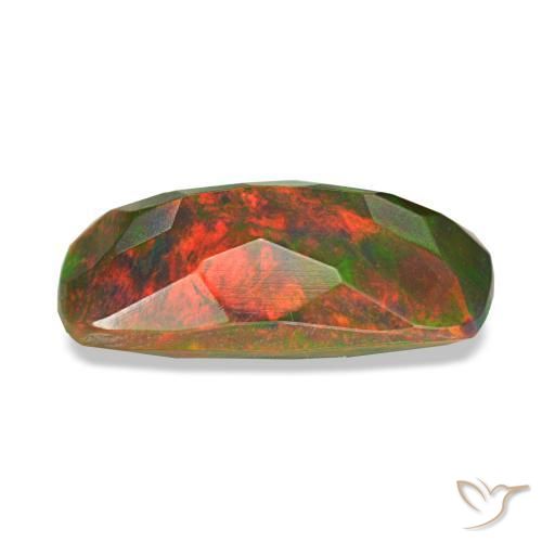 Opala negra multicolorido natural 1,62ct, almofada cortada, opaco