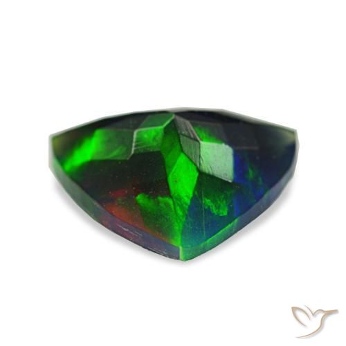 Opala negra multicolorido natural 1,56ct, trillion, translúcido