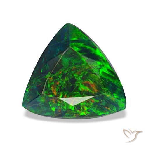 Opala negra multicolorido natural 1,20ct, trillion, opaco