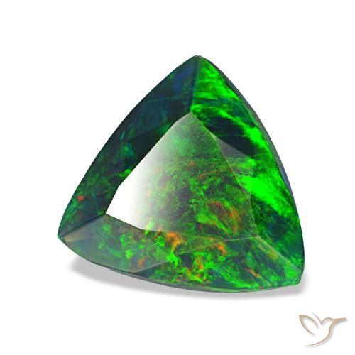 Opala negra multicolorido natural 1,20ct, trillion, opaco