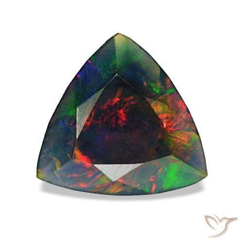 Opala negra multicolorido natural 1,22ct, trillion, opaco
