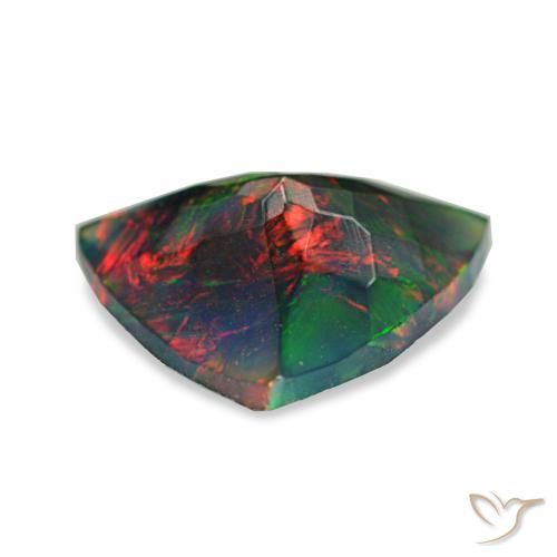 Opala negra multicolorido natural 1,22ct, trillion, opaco