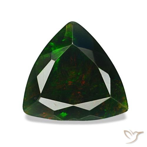 Opala negra multicolorido natural 1,19ct, trillion, opaco