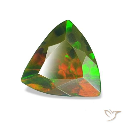 Opala negra multicolorido natural 0,85ct, trillion, opaco