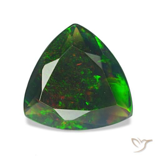 Opala negra multicolorido natural 1,38ct, trillion, opaco