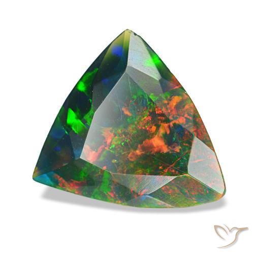 Opala negra multicolorido natural 1,53ct, trillion, opaco
