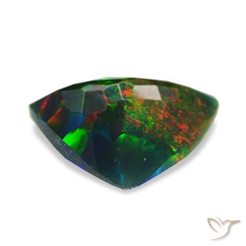 Opala negra multicolorido natural 1,53ct, trillion, opaco