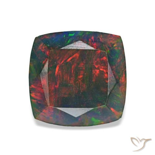 Opala negra multicolorido natural 1,45ct, almofada cortada, opaco