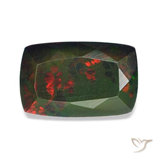 Opala negra multicolorido natural 1,72ct, almofada cortada, opaco