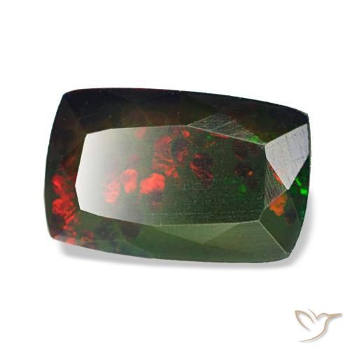 Opala negra multicolorido natural 1,72ct, almofada cortada, opaco