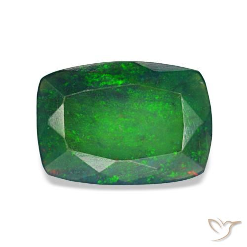 Opala negra multicolorido natural 0,90ct, almofada cortada, translúcido