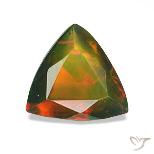 Opala negra multicolorido natural 0,89ct, trillion, translúcido