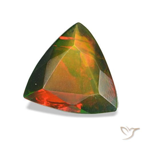 Opala negra multicolorido natural 0,89ct, trillion, translúcido