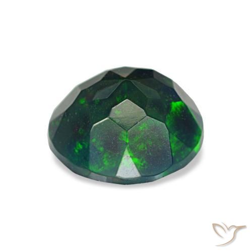 Opala negra multicolorido natural 0,97ct, corte redondo, opaco