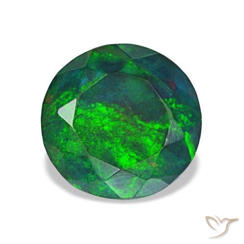 Opala negra multicolorido natural 1,86ct, corte redondo, opaco