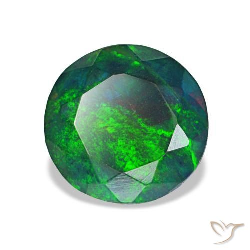 Opala negra multicolorido natural 1,86ct, corte redondo, opaco