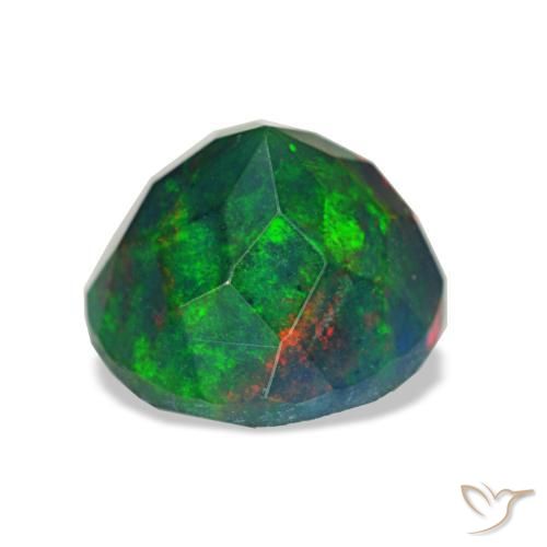Opala negra multicolorido natural 1,86ct, corte redondo, opaco