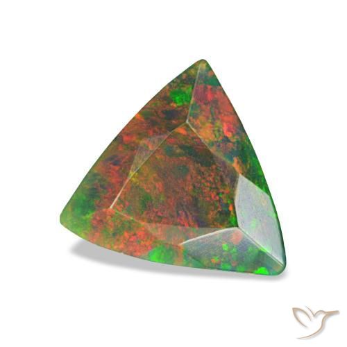 Opala negra multicolorido natural 0,59ct, trillion, opaco