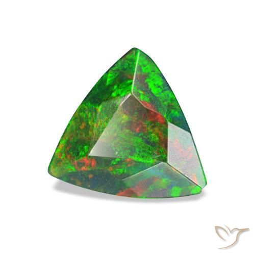 Opala negra multicolorido natural 0,59ct, trillion, opaco