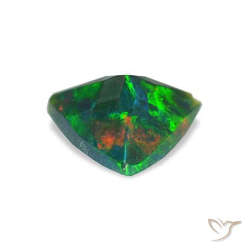 Opala negra multicolorido natural 0,59ct, trillion, opaco