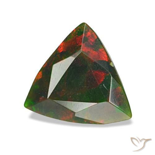 Opala negra multicolorido natural 1,34ct, trillion, opaco