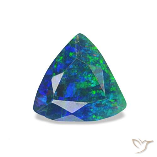 Opala negra multicolorido natural 0,49ct, trillion, opaco
