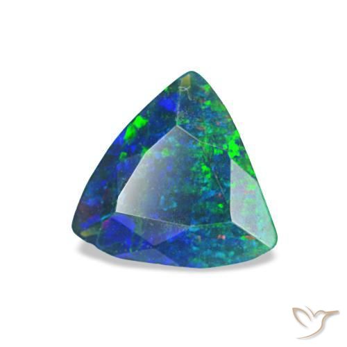 Opala negra multicolorido natural 0,49ct, trillion, opaco