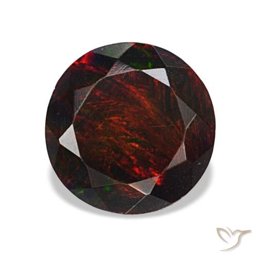 Opala negra multicolorido natural 1,62ct, corte redondo, opaco