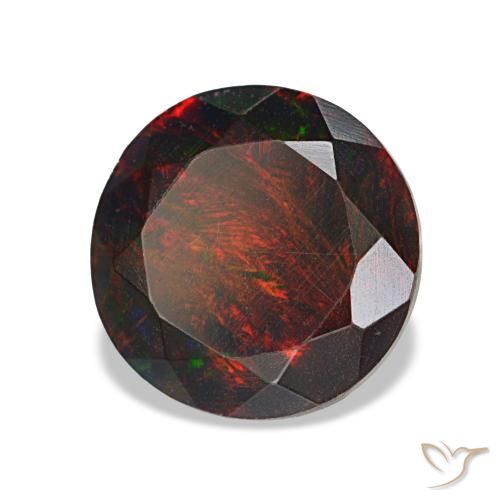 Opala negra multicolorido natural 1,62ct, corte redondo, opaco