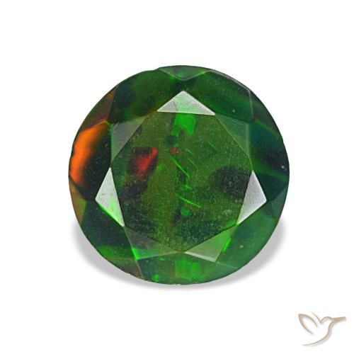 Opala negra multicolorido natural 1,04ct, corte redondo, opaco