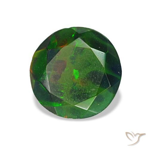 Opala negra multicolorido natural 1,04ct, corte redondo, opaco