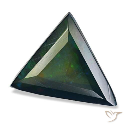 Opala negra multicolorido natural 3,13ct, trillion, translúcido