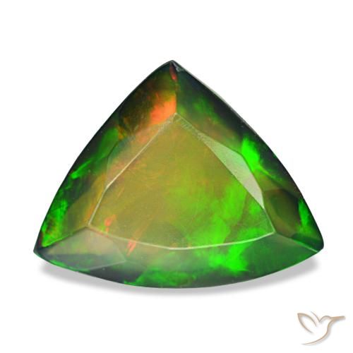 Opala negra multicolorido natural 2,87ct, trillion, translúcido