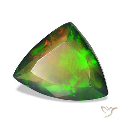 Opala negra multicolorido natural 2,87ct, trillion, translúcido