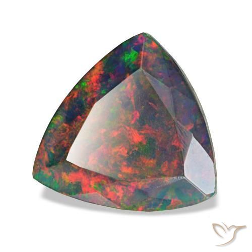 Opala negra multicolorido natural 2,72ct, trillion, opaco