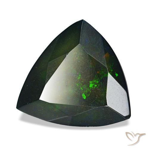Opala negra multicolorido natural 2,57ct, trillion, opaco