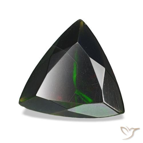 Opala negra multicolorido natural 1,28ct, trillion, opaco