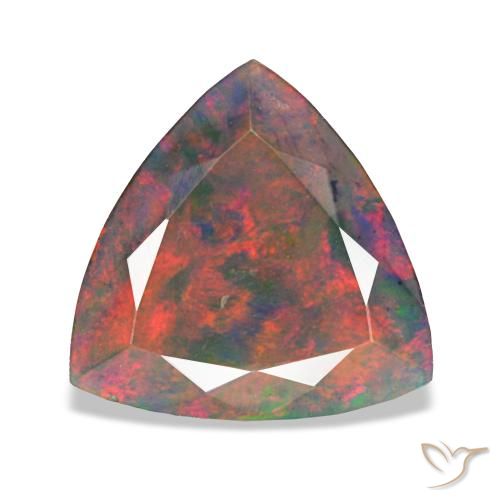Opala negra multicolorido natural 1,94ct, trillion, opaco